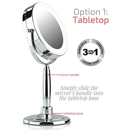 Ovente 8.5” 3-Way Double Sided Vanity Mirror with 3-Tone LED Light MFM85CH1X5X