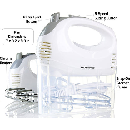 Ovente Ultra Power 5-Speed Hand Mixer HM151W
