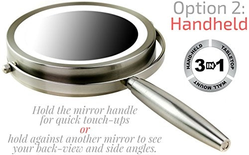 Ovente 8.5” 3-Way Double Sided Vanity Mirror with 3-Tone LED Light MFM85BR1X5X