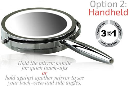 Ovente 8.5” 3-Way Double Sided Vanity Mirror with 3-Tone LED Light MFM85CH1X5X