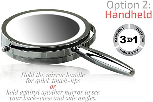 Ovente 8.5” 3-Way Double Sided Vanity Mirror with 3-Tone LED Light MFM85CH1X5X