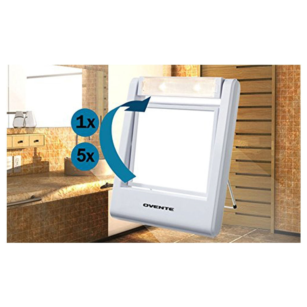 Ovente Small Double Sided Vanity Mirror with Light MLT22W