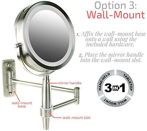 Ovente 8.5” 3-Way Double Sided Vanity Mirror with 3-Tone LED Light MFM85BR1X5X