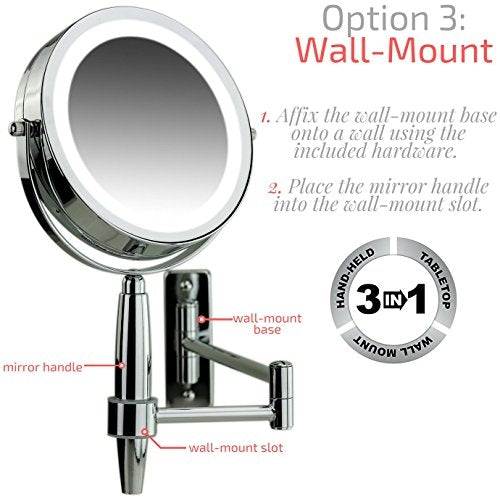 Ovente 8.5” 3-Way Double Sided Vanity Mirror with 3-Tone LED Light MFM85CH1X5X