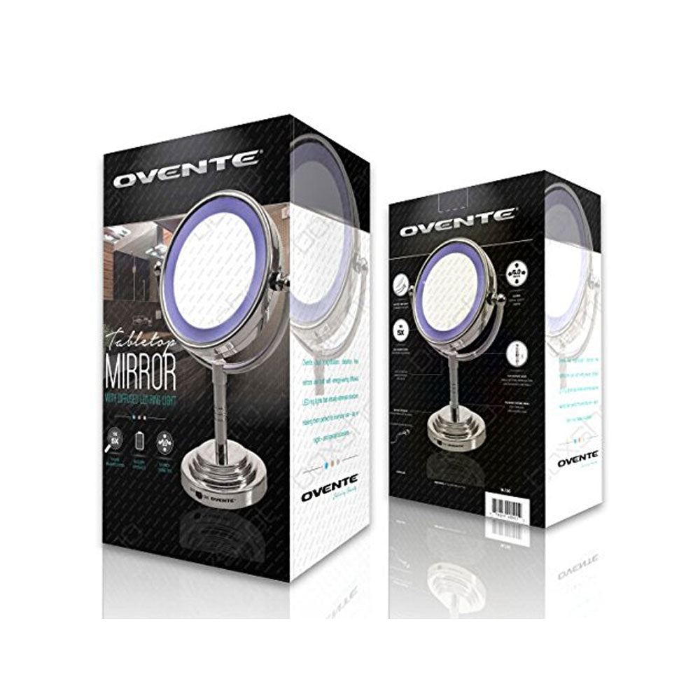 Ovente 6” Double Sided Tabletop Vanity Mirror with LED Light MLT28C