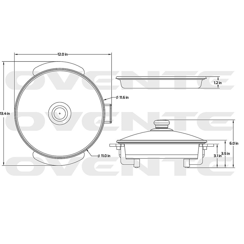 Ovente 12” Round Electric Frying Pan Skillet SK10112B