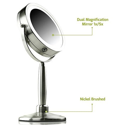 Ovente 8.5” 3-Way Double Sided Vanity Mirror with 3-Tone LED Light MFM85BR1X5X