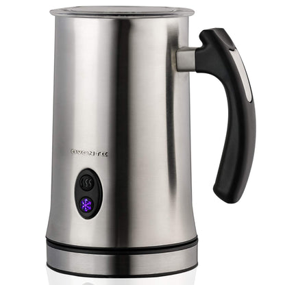 Ovente Electric Frother, Milk Steamer, Foam Maker for Coffee, Double-Wall Insulated, Frothing & Heating Whisks, Auto Shut-Off, Brushed (FR4810BR)