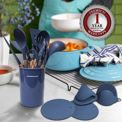 OVENTE Silicone Kitchen Cooking Utensils Set SPS17BL