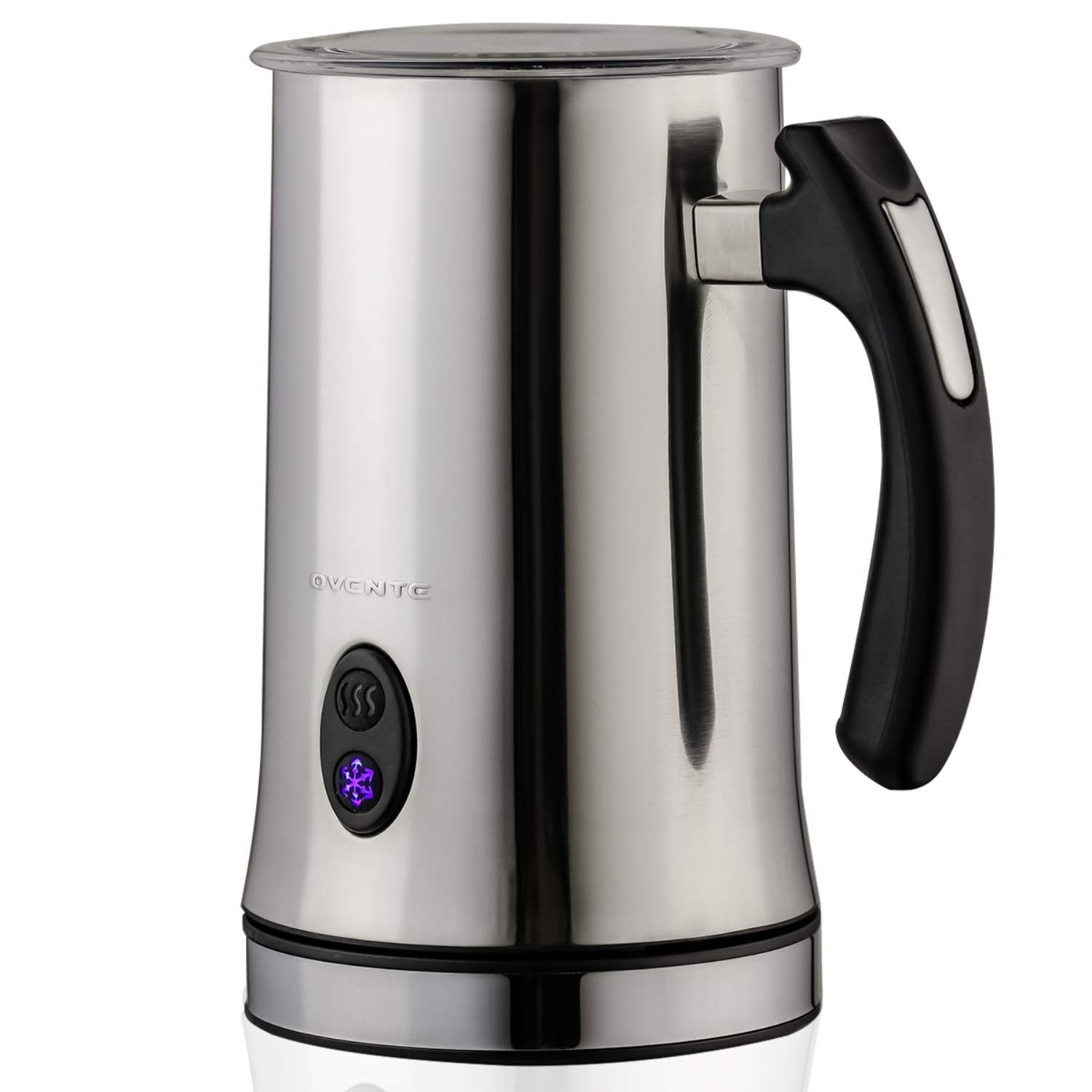 Ovente Electric Frother, Milk Steamer, Foam Maker for Coffee, Double-Wall Insulated, Frothing & Heating Whisks, Auto Shut-Off, Chrome (FR4810CH)