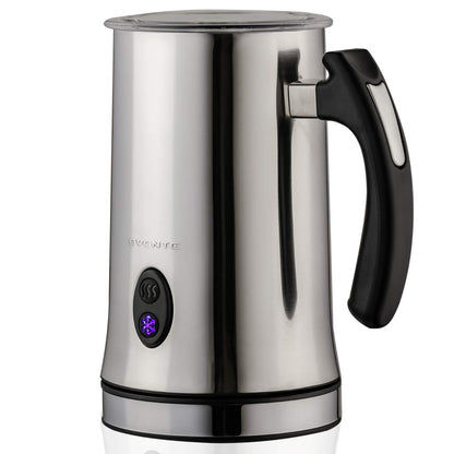 Ovente Electric Frother, Milk Steamer, Foam Maker for Coffee, Double-Wall Insulated, Frothing & Heating Whisks, Auto Shut-Off, Chrome (FR4810CH)
