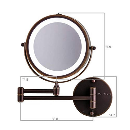 Ovente 7” Double Sided Wall-Mounted Vanity Mirror with LED Light MFW70 Series
