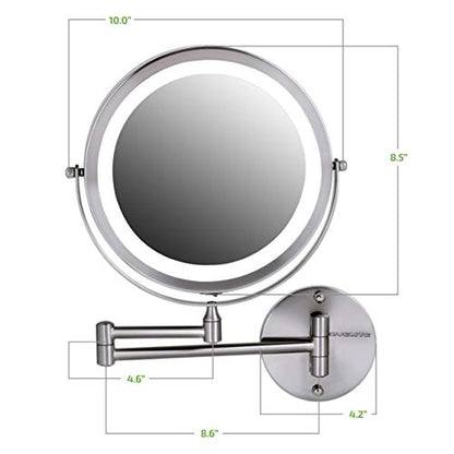 Ovente 8.5” Double Sided Wall-Mounted Vanity Mirror with LED Light MFW85 Series