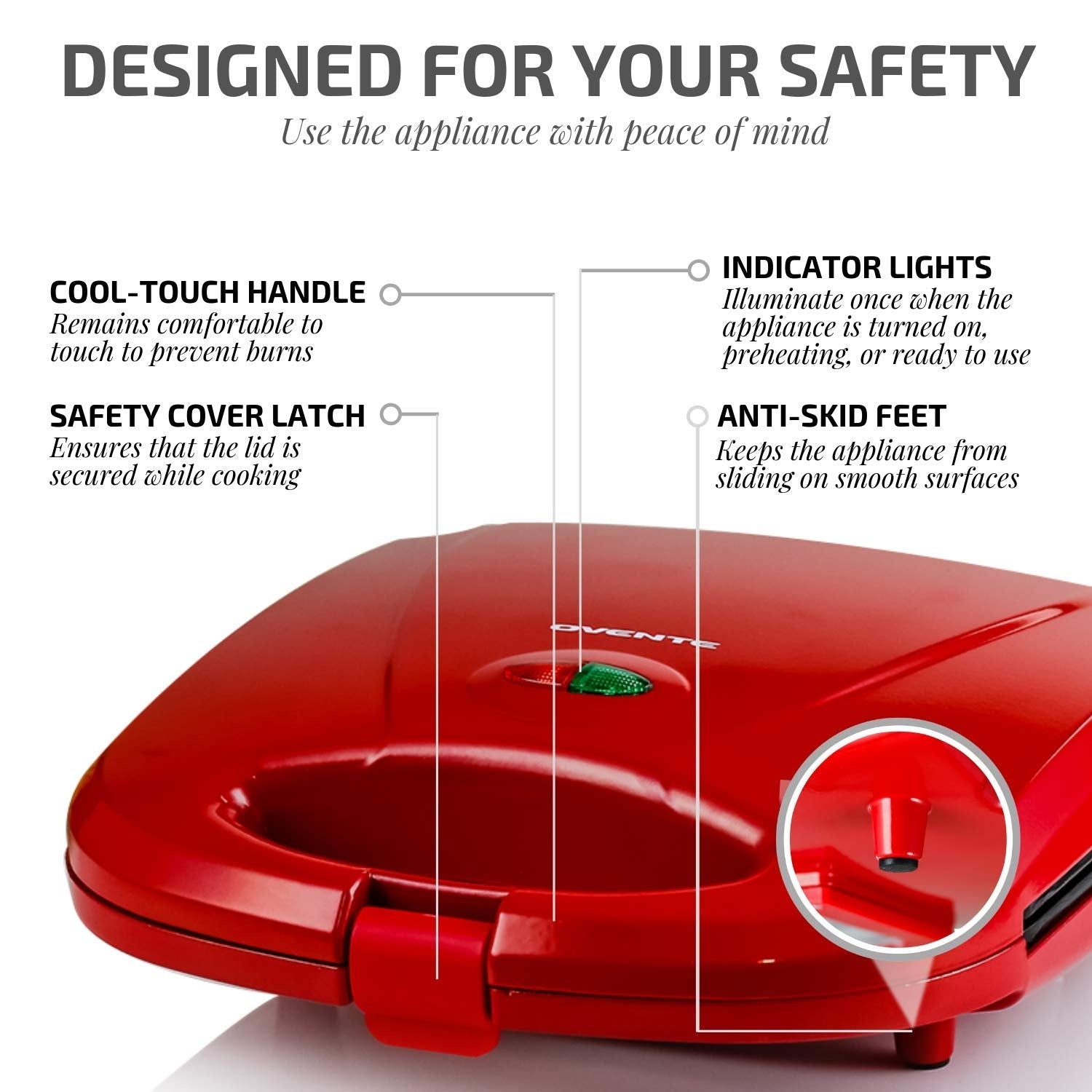 Ovente Electric Waffle Maker WMS602R