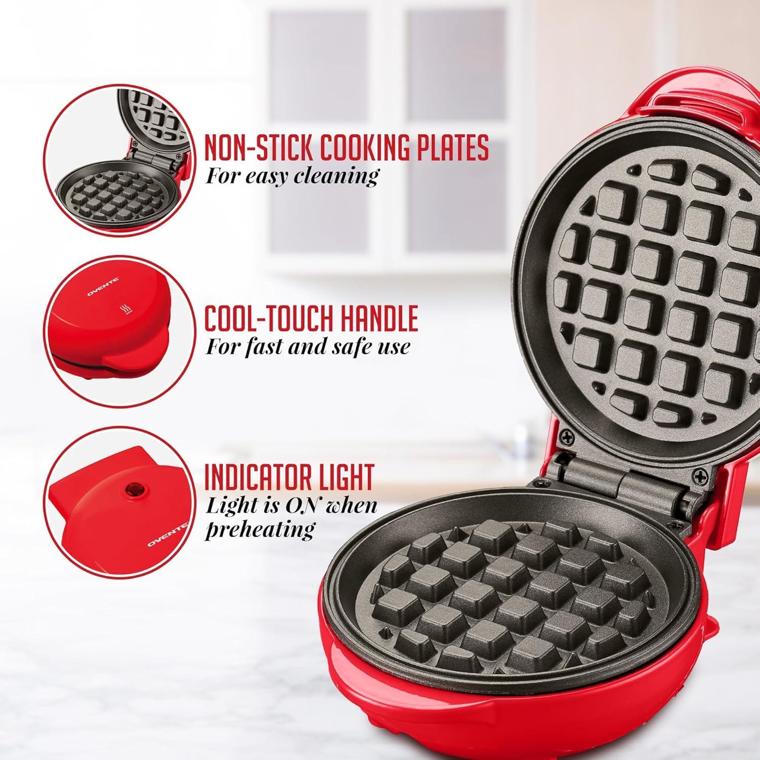OVENTE Electric Mini Waffle Maker WM215R