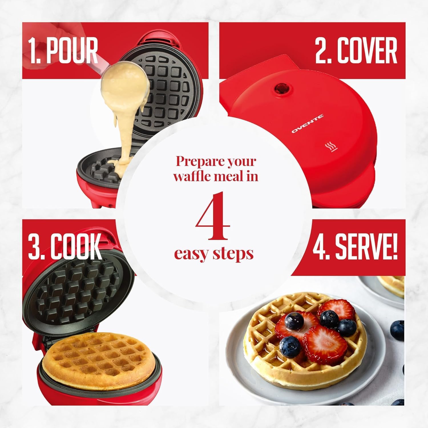 OVENTE Electric Mini Waffle Maker WM215R