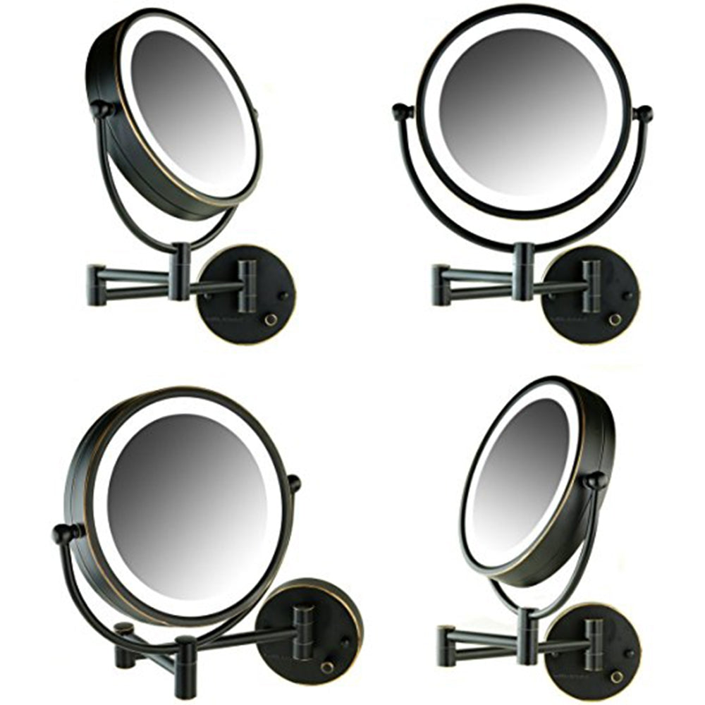 Ovente 8.5” Double Sided Wall-Mounted Vanity Mirror with 3-Tone LED Light MPWD3185 Series