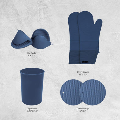 OVENTE Silicone Kitchen Cooking Utensils Set SPS17BL