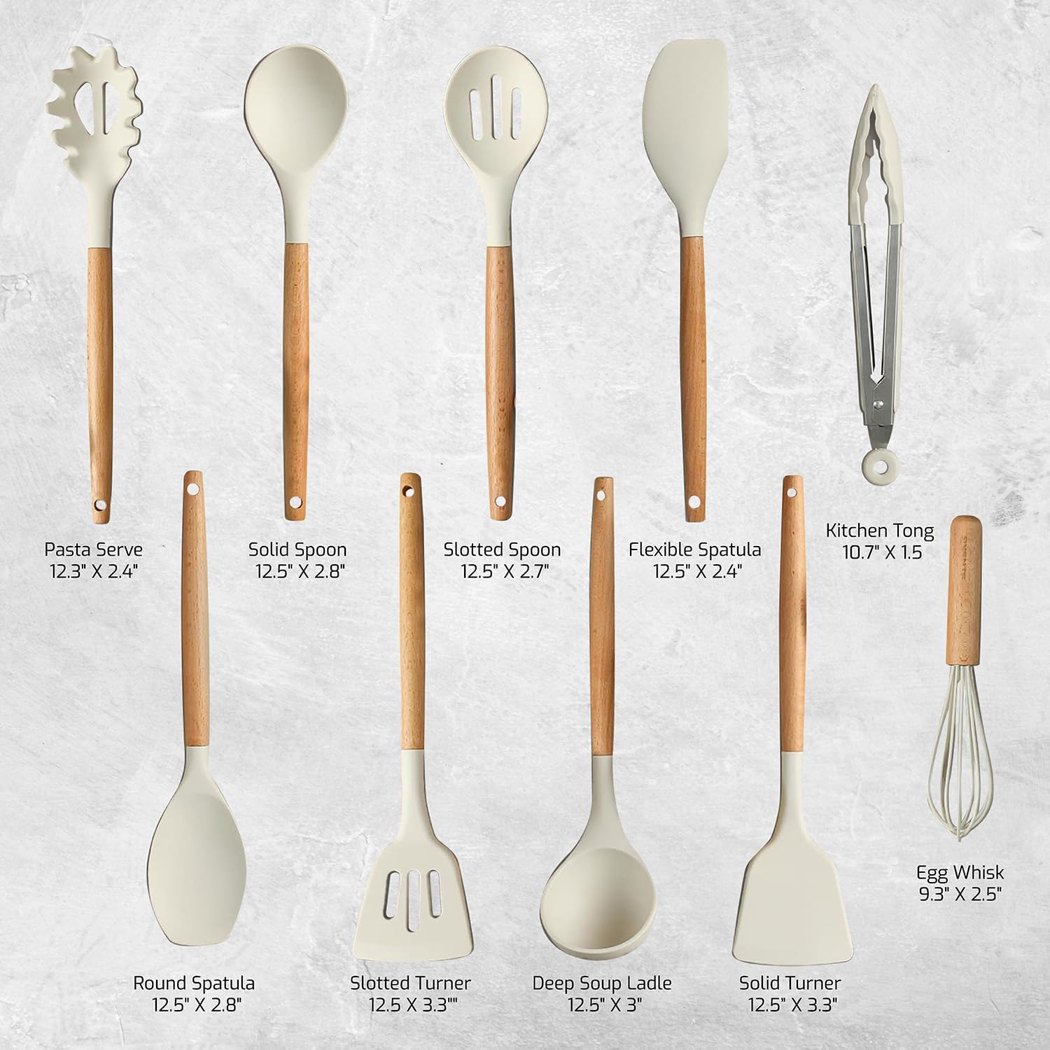 OVENTE Silicone Kitchen Cooking Utensils Set SPS17CR