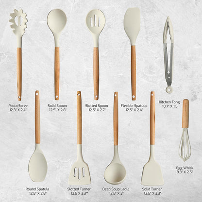 OVENTE Silicone Kitchen Cooking Utensils Set SPS17CR