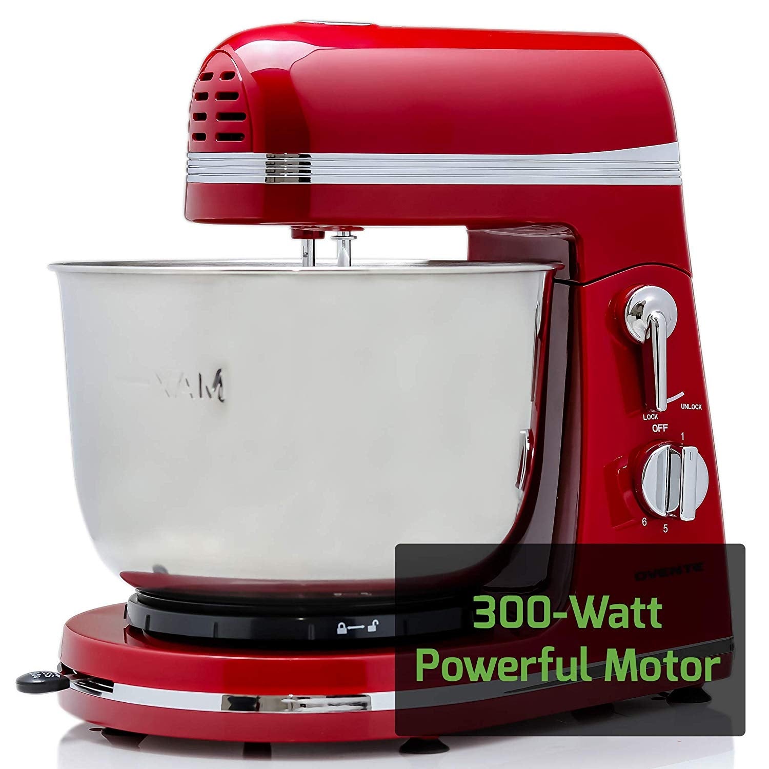 Ovente Professional Stand Mixer with 3.7 Quart Stainless Steel Mixing Bowl SM880RI