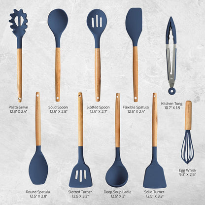 OVENTE Silicone Kitchen Cooking Utensils Set SPS17BL