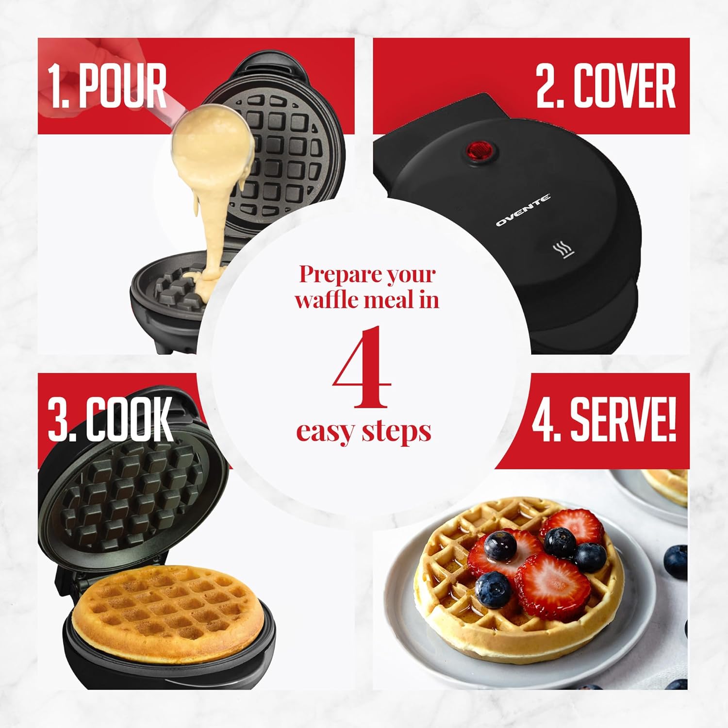 OVENTE Mini Waffle Maker Machine WM215B