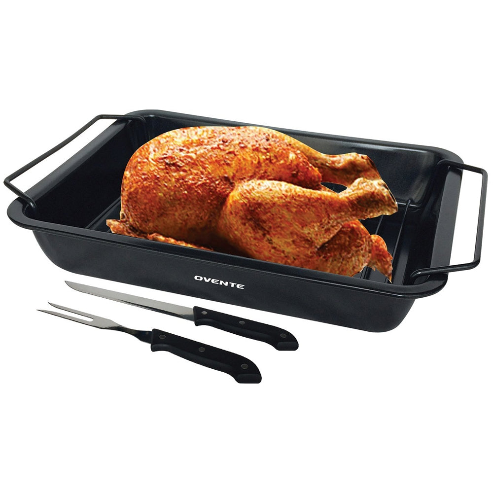 Ovente Non-Stick Roasting Pan with Carving Set CWR20092B