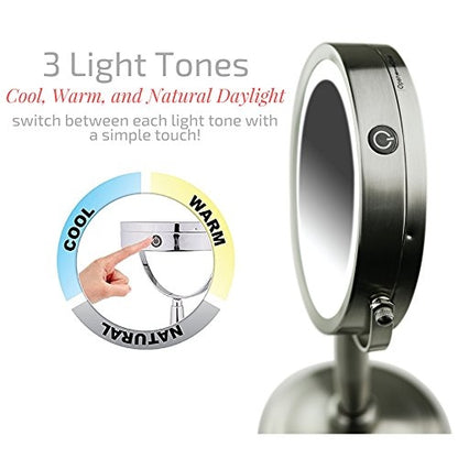 Ovente 8.5” 3-Way Double Sided Vanity Mirror with 3-Tone LED Light MFM85BR1X5X