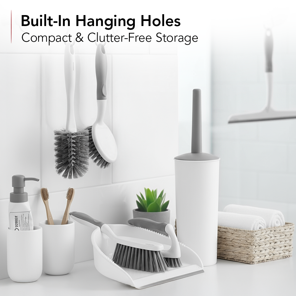 OVENTE 5pcs Scrub Brush Set with Wiper & Dustpan CTB018WGY