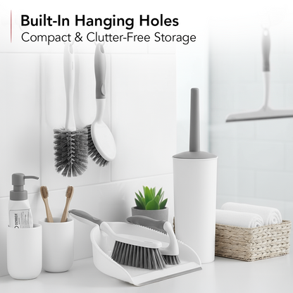 OVENTE 5pcs Scrub Brush Set with Wiper & Dustpan CTB018WGY