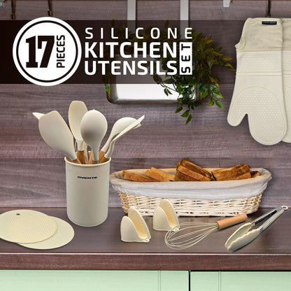OVENTE Silicone Kitchen Cooking Utensils Set SPS17CR