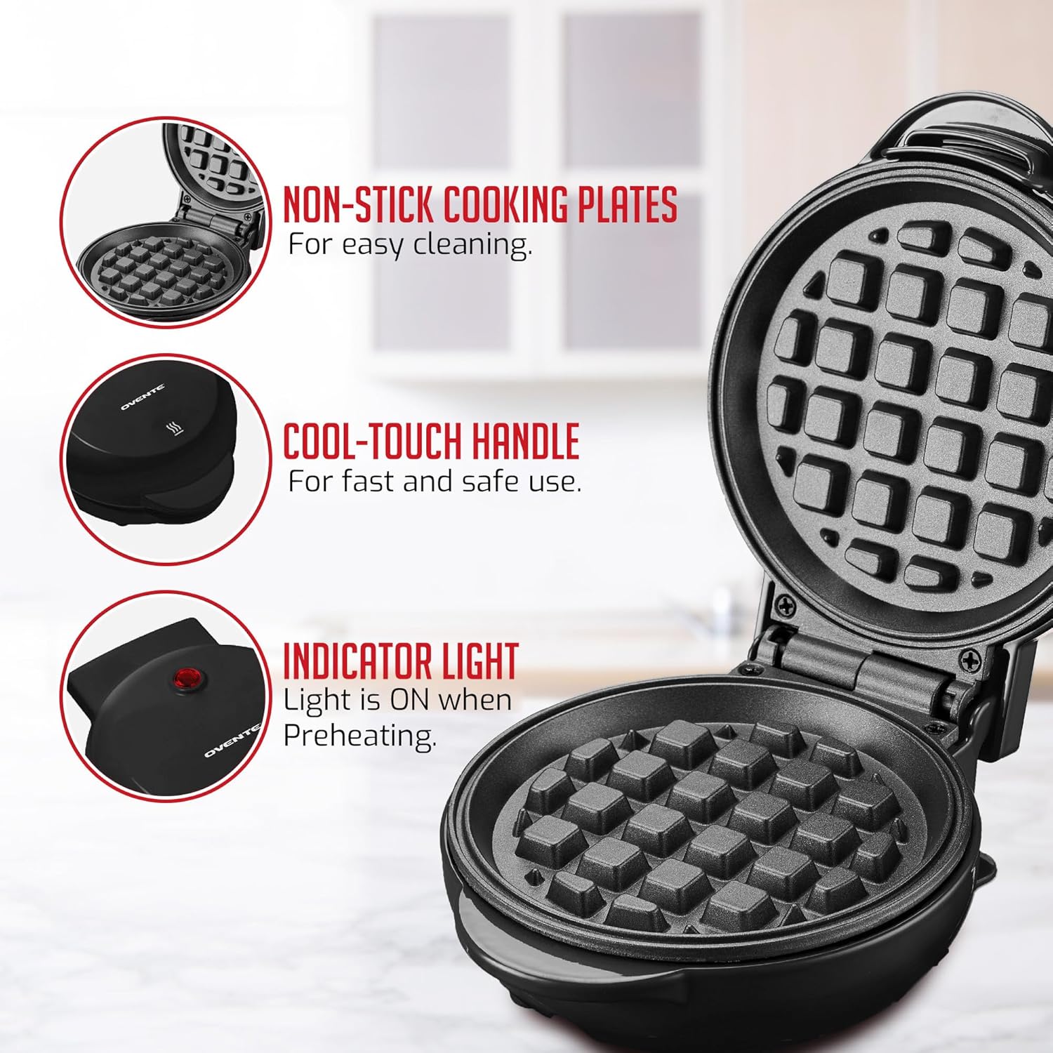 OVENTE Mini Waffle Maker Machine WM215B