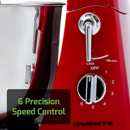Ovente Professional Stand Mixer with 3.7 Quart Stainless Steel Mixing Bowl SM880RI