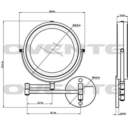 Ovente 8.5” Double Sided Wall-Mounted Vanity Mirror with LED Light MFW85 Series