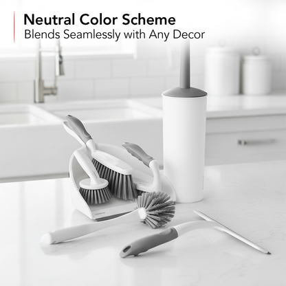 OVENTE 5pcs Scrub Brush Set with Wiper & Dustpan CTB018WGY