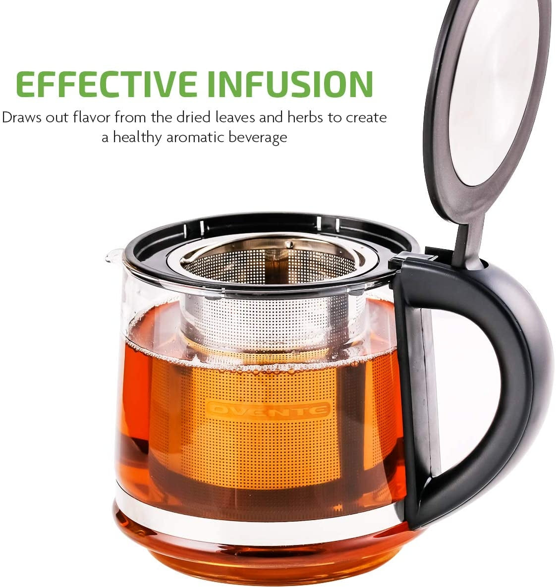 Ovente 27 oz Glass Tea Kettle FGK27B