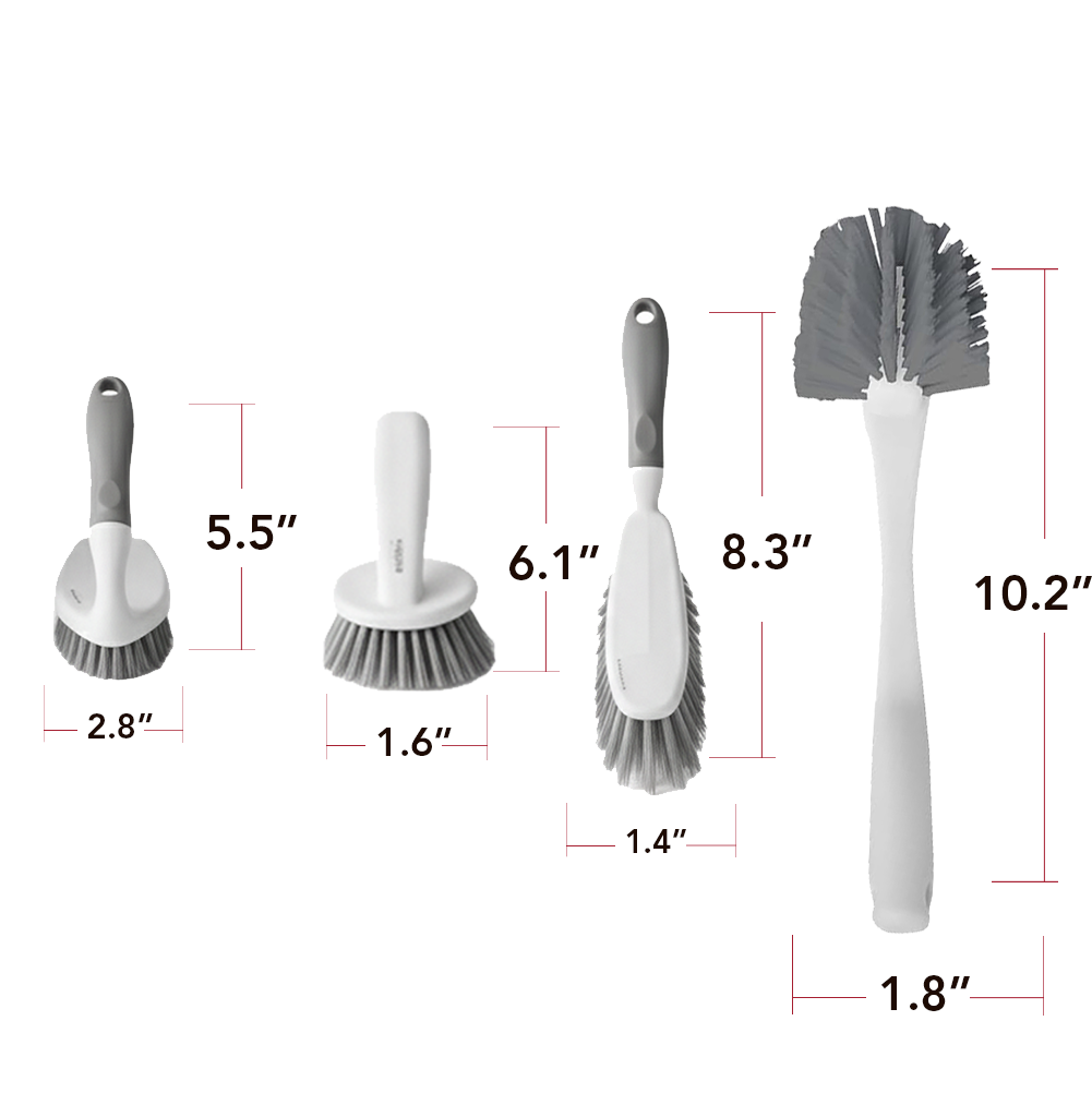 OVENTE 5pcs Scrub Brush Set with Wiper & Dustpan CTB018WGY