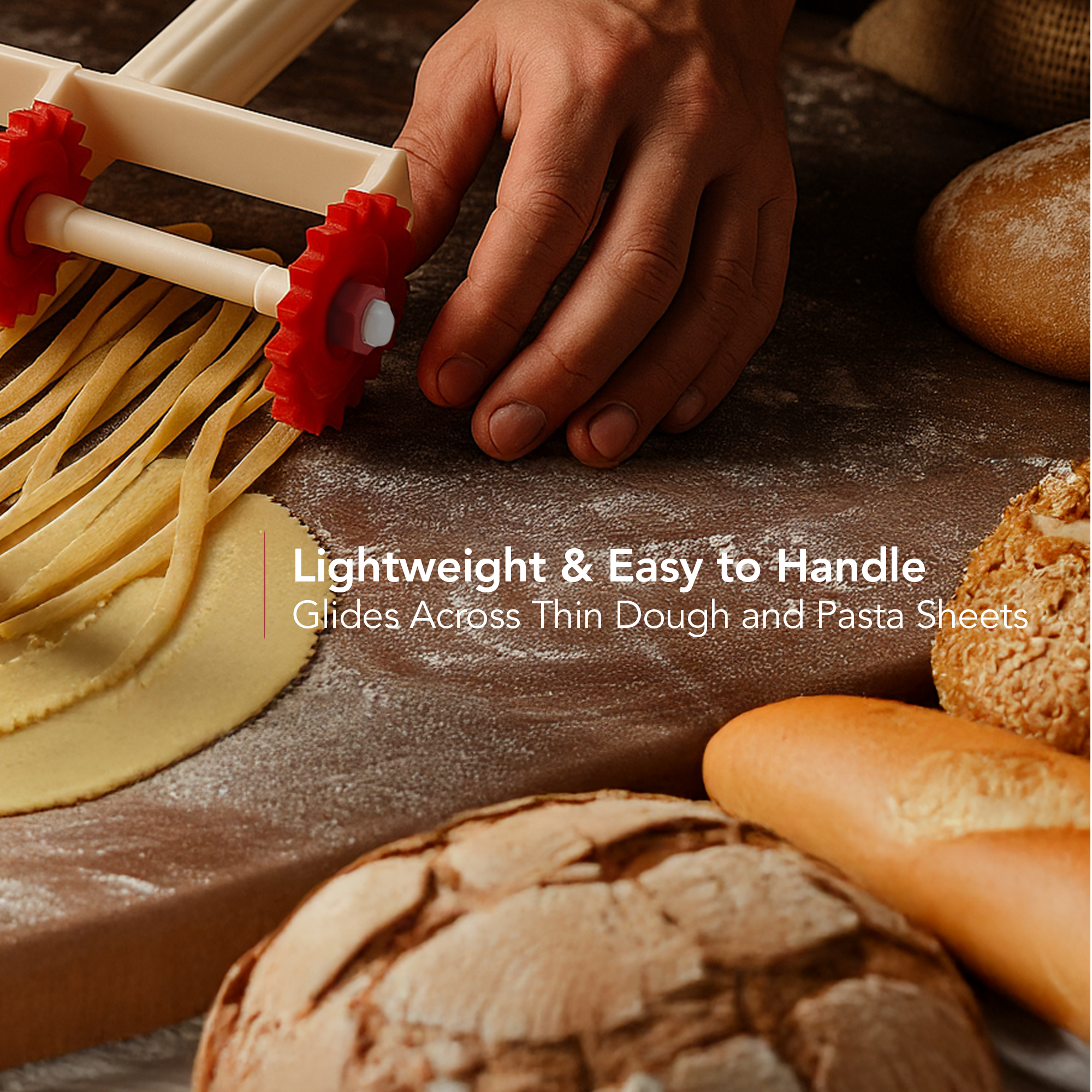 Ovente Three Wheel Pasta Cutter ACPPA7100R