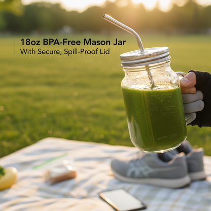 Ovente Personal Portable Electric Blender with 18oz Glass Mug BLH1002T