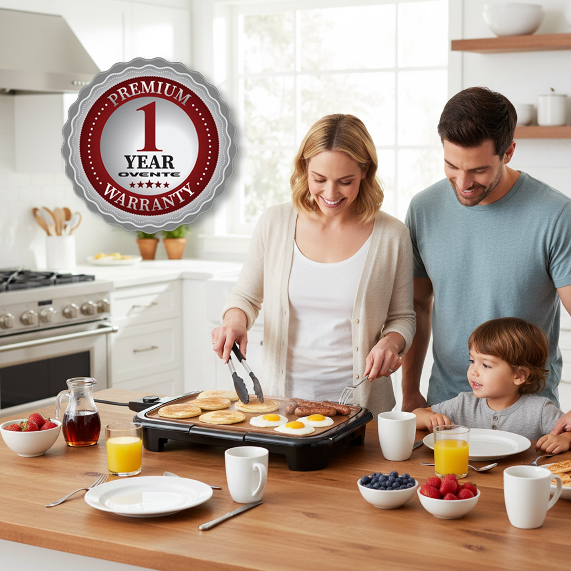 Ovente Electric Griddle with Non-Stick Copper Plate GD1610CO