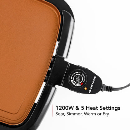 Ovente Electric Griddle with Non-Stick Copper Plate GD1610CO