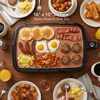 Ovente Electric Griddle with Non-Stick Copper Plate GD1610CO