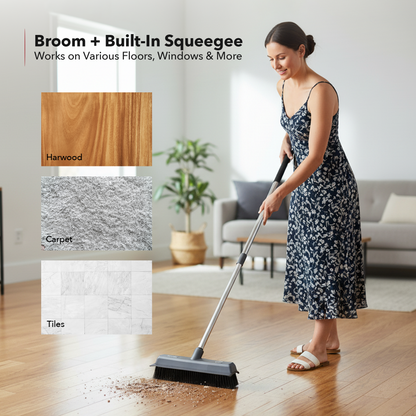 OVENTE Pet Hair Rubber Broom with Squeegee CT2504GY