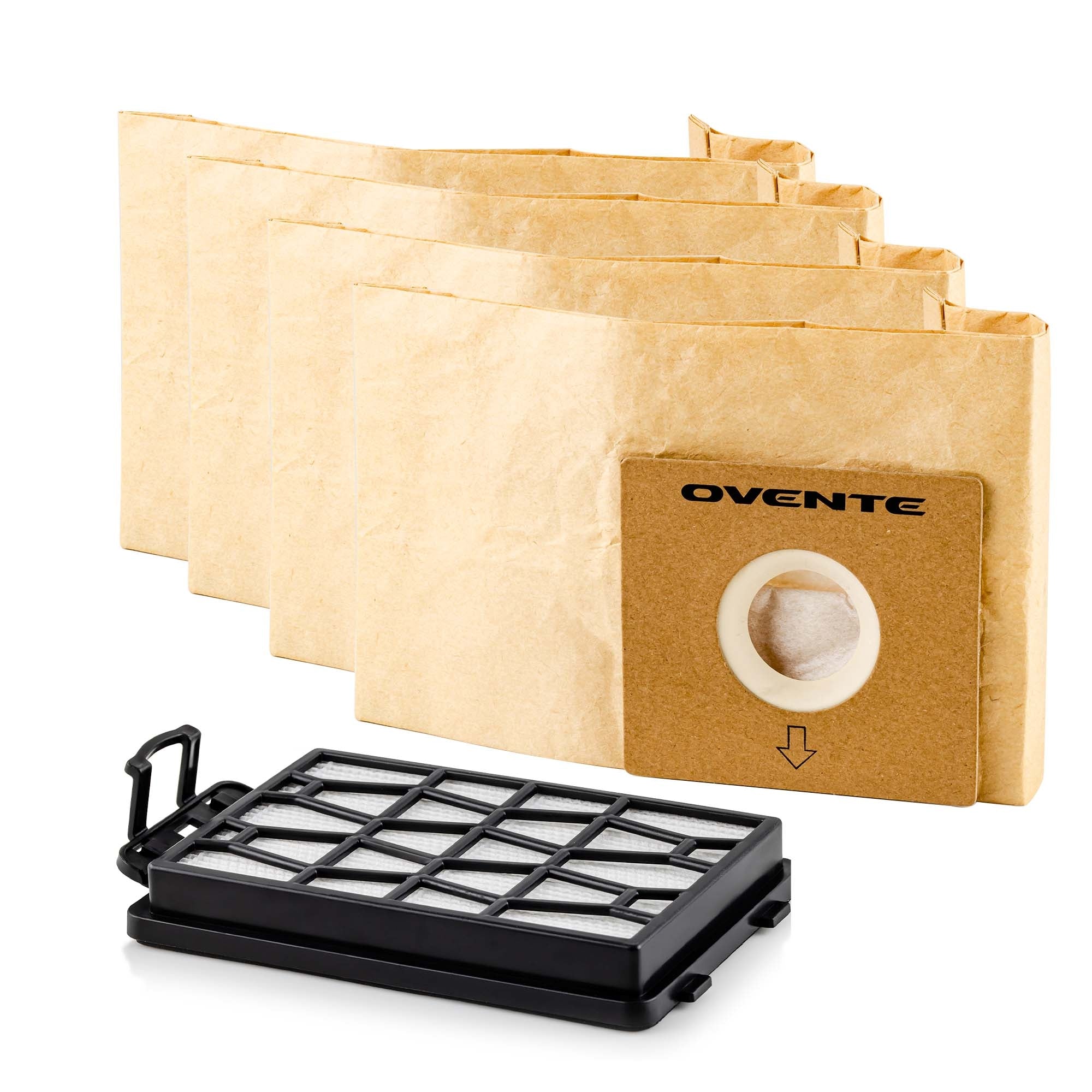 Ovente Dust Bags and HEPA Filter Replacement Set For Electric Canister Vacuums ACPST16041