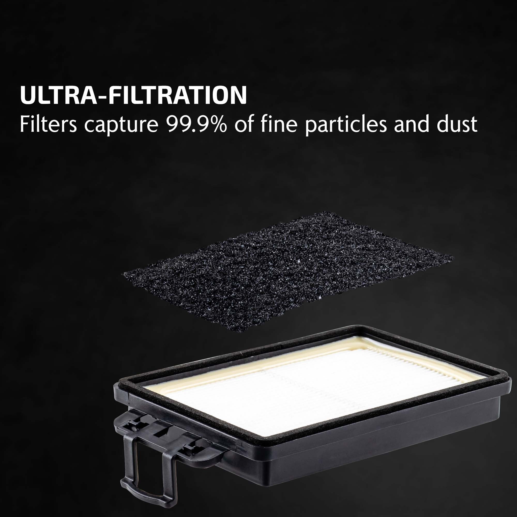 Ovente Dust Bags and HEPA Filter Replacement Set For Electric Canister Vacuums ACPST16041