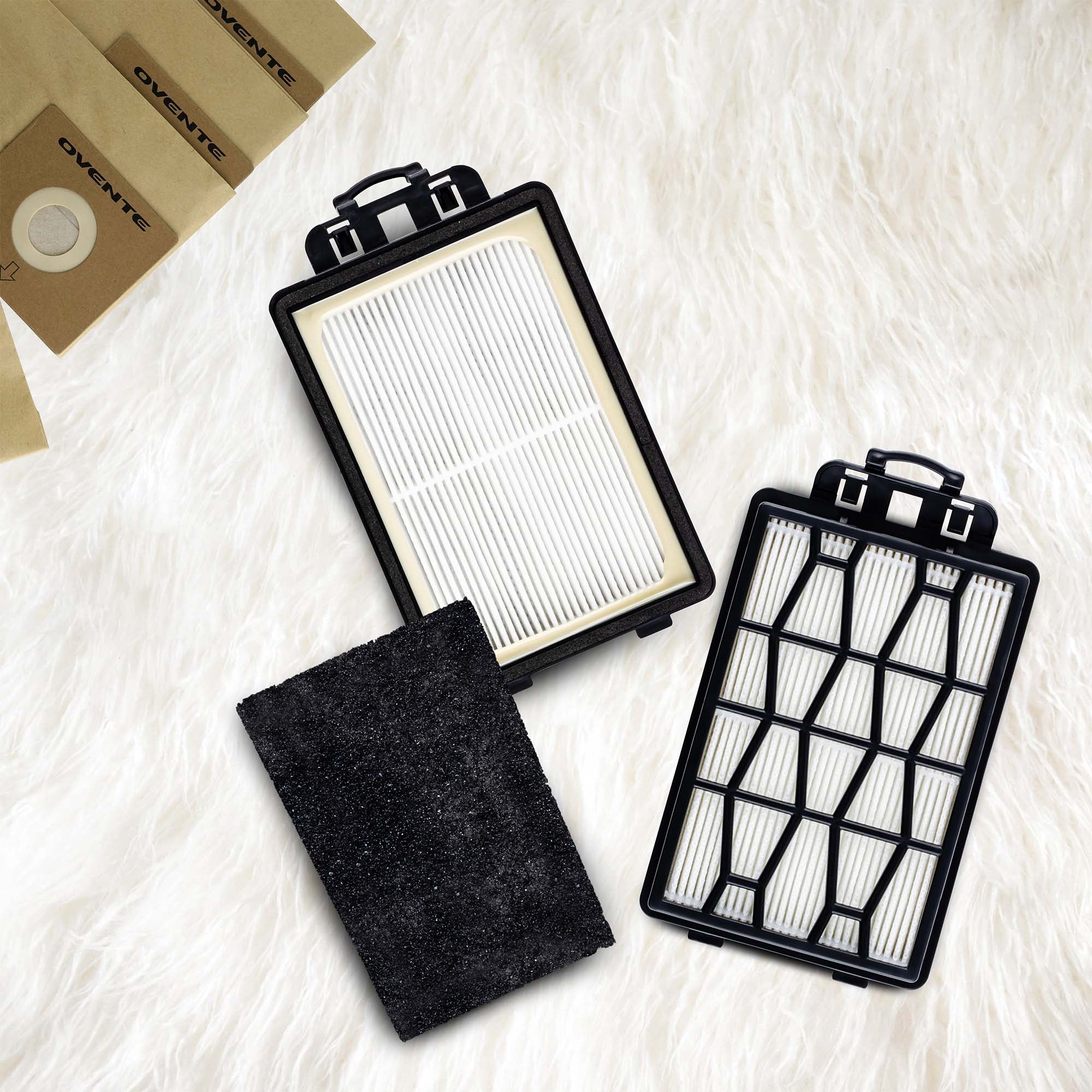 Ovente Dust Bags and HEPA Filter Replacement Set For Electric Canister Vacuums ACPST16041