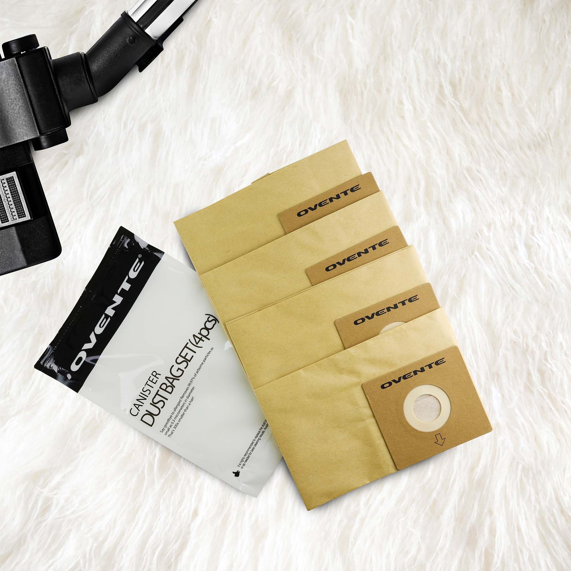 Ovente Dust Bags and HEPA Filter Replacement Set For Electric Canister Vacuums ACPST16041