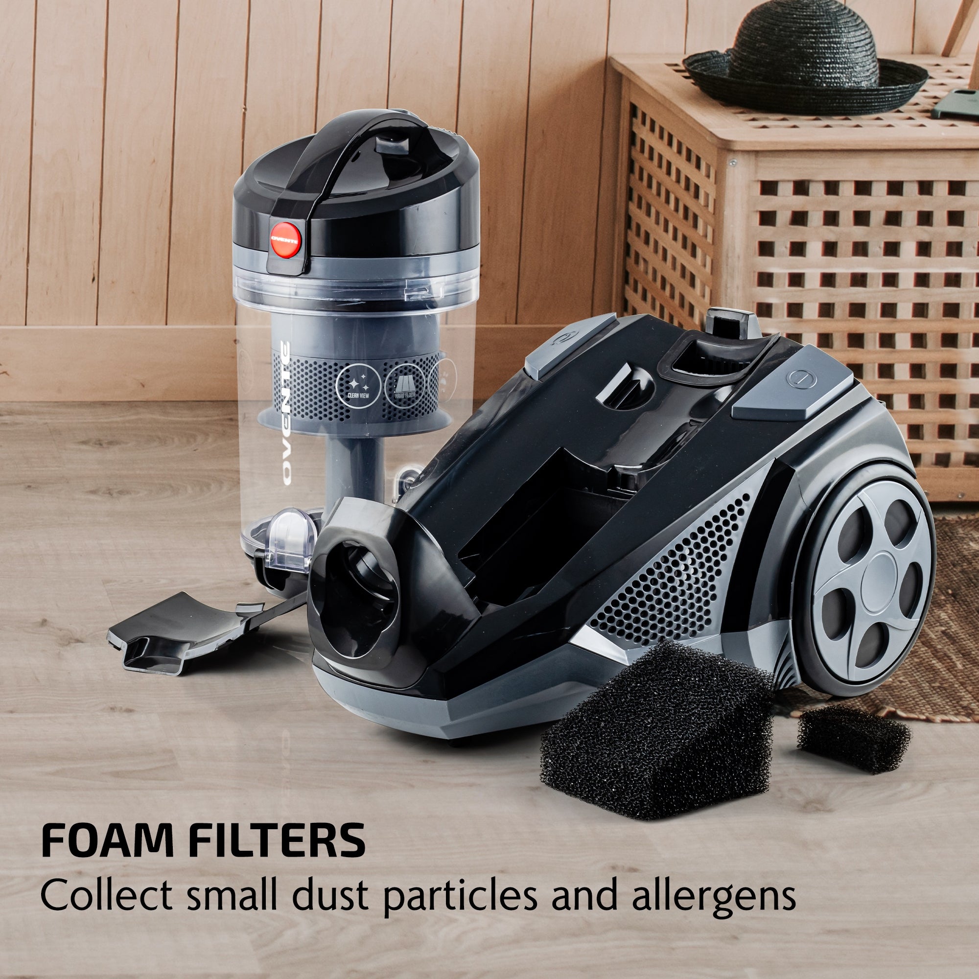 Ovente Motor Sponge Filter Replacement Set for Bagless Canister Vacuums ACPST2681