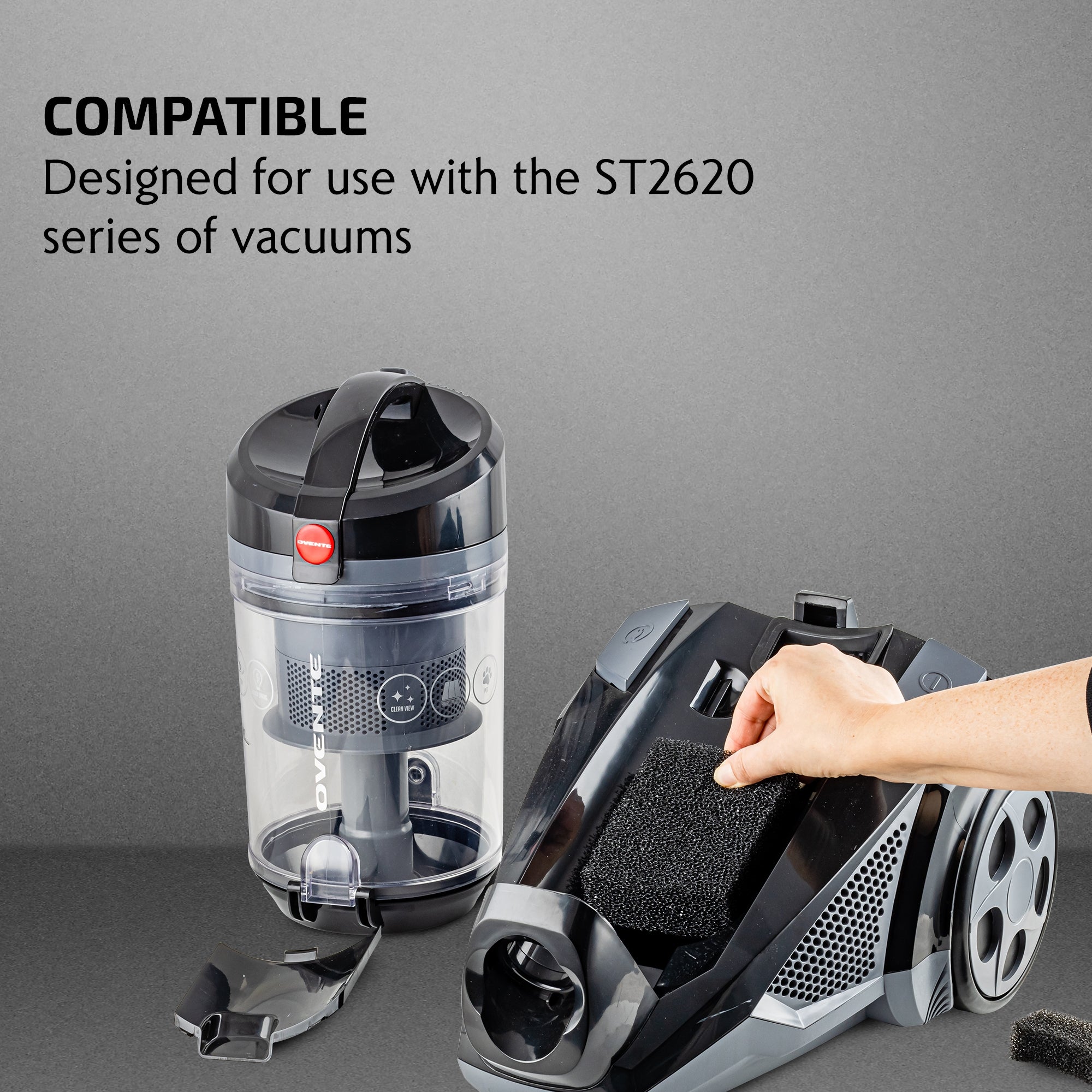 Ovente Motor Sponge Filter Replacement Set for Bagless Canister Vacuums ACPST2681